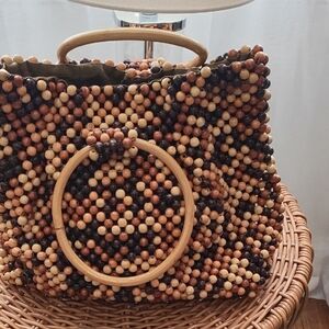 Fashion Express vintage multi color brown beaded bag